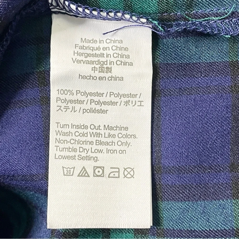 CREWCUTS SLEEP WEAR Tartan Plaid Long Sleeve Ruffle Nightgown House Dress